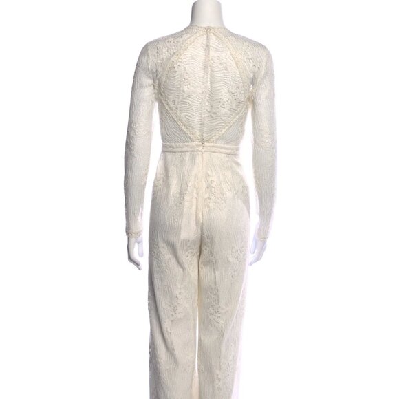 ALEXIS Cream Peekaboo Lace Crew Neck Jumpsuit Size: XS - Picture 3 of 4